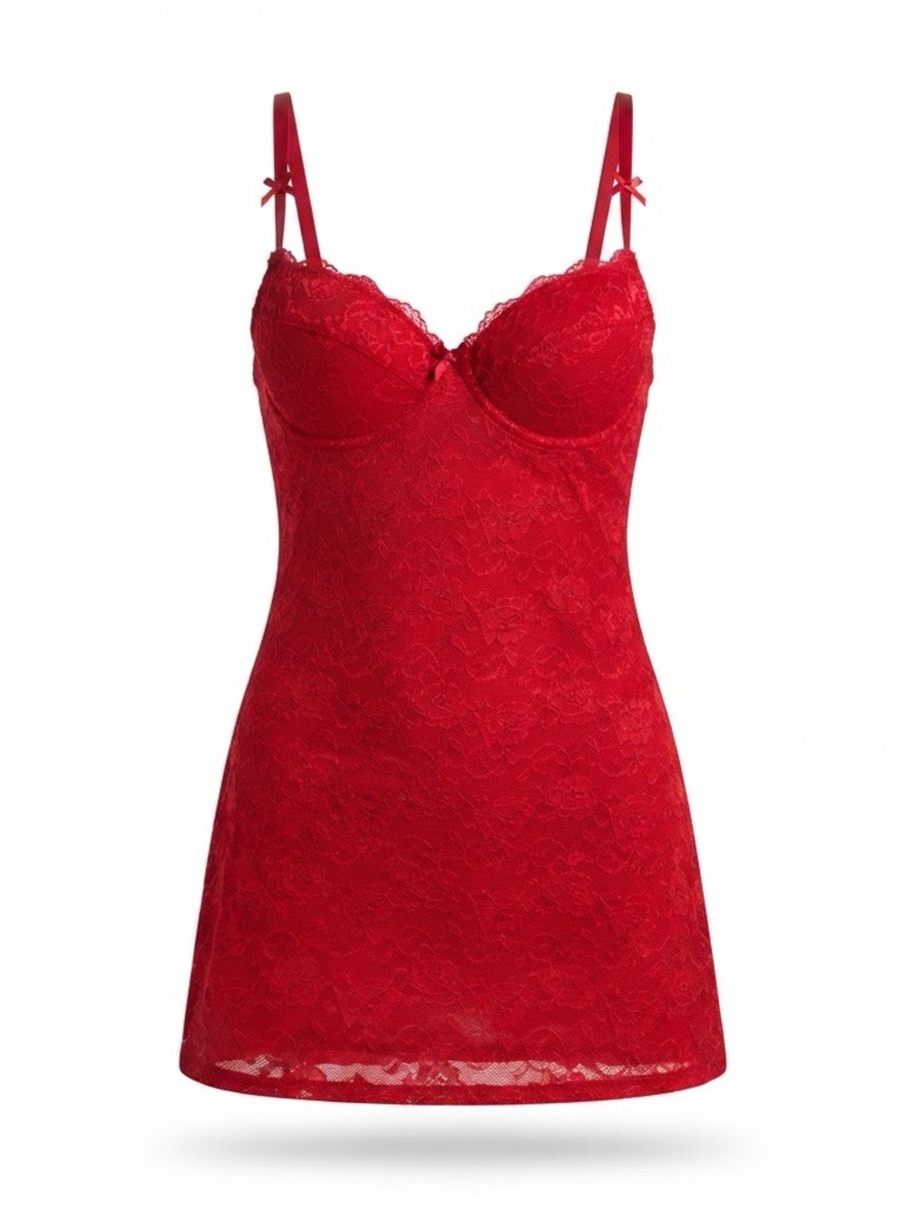 Red Lace Chemise with Adjustable Straps